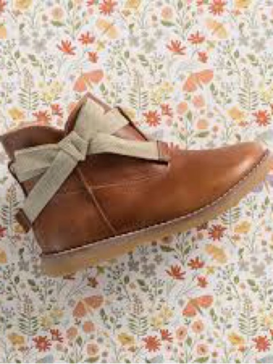Elephantito Other - Elephantito Sunny Bootie Brown Ankle Boot w/Cream Bow sz 1